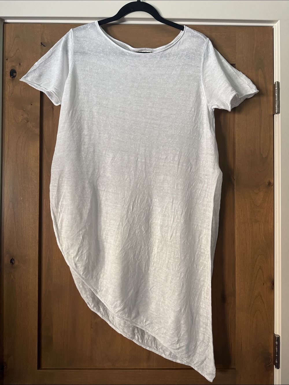 Eileen Fisher 100% Organic Linen White Long Assymetric Tunic Womens M high slits